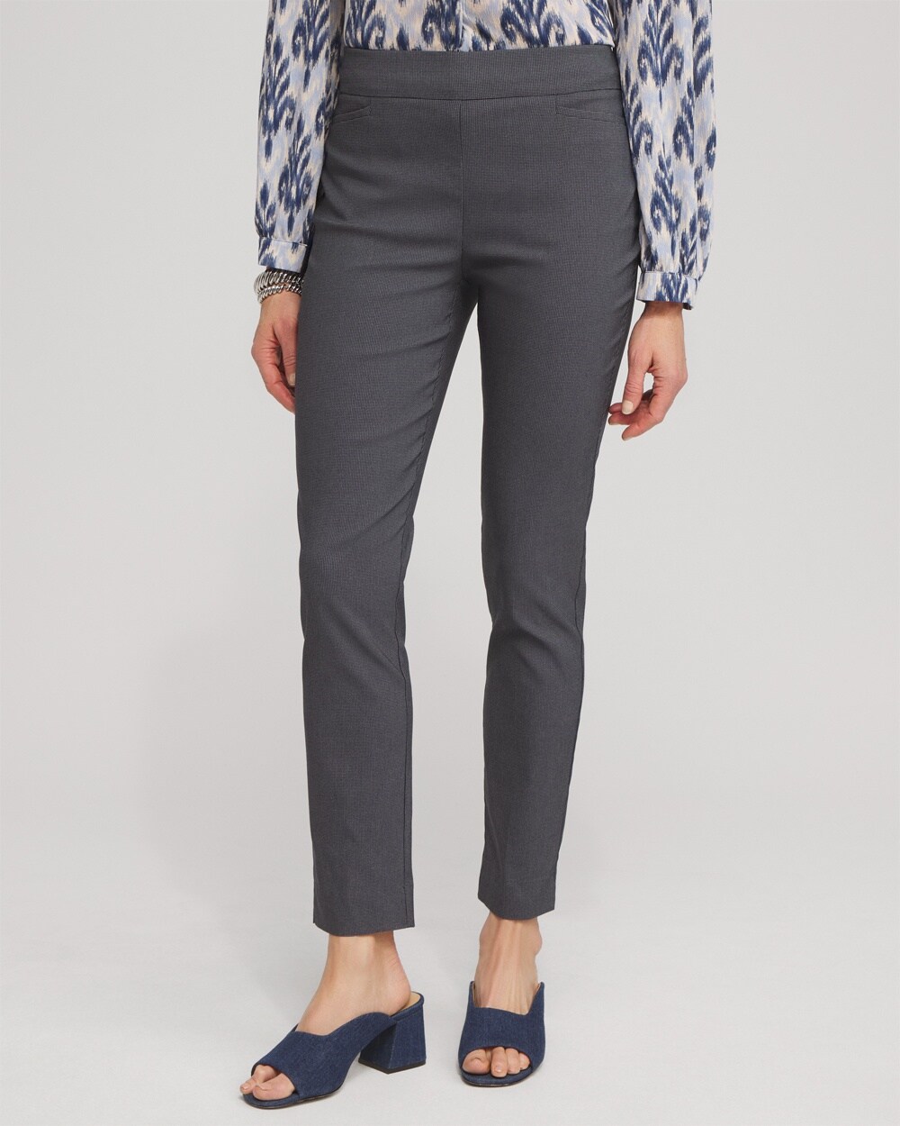 Chico's Brigitte Checkered Ankle Pants In Navy Blue