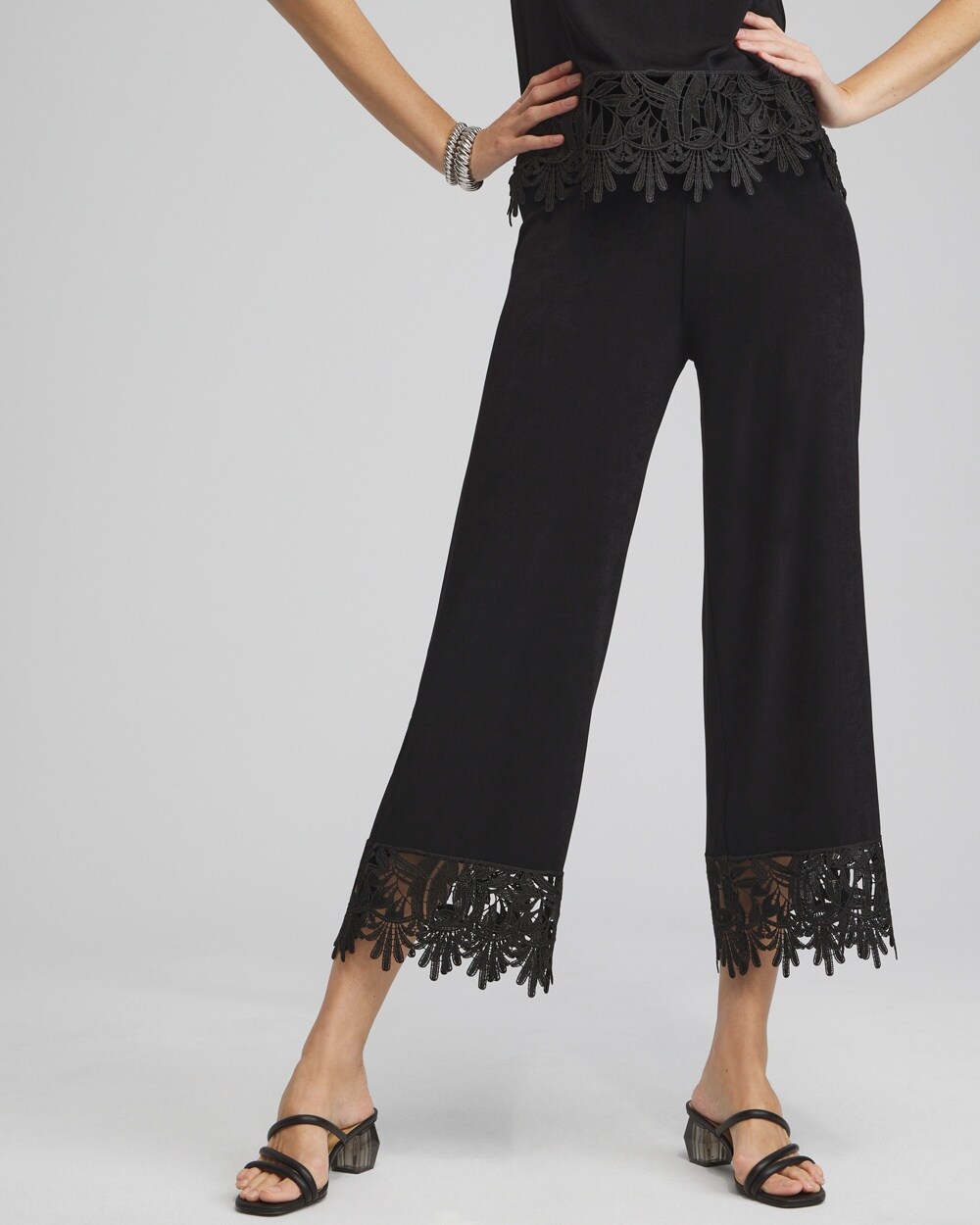 Travelers&#8482; Lace Trim Cropped Pants