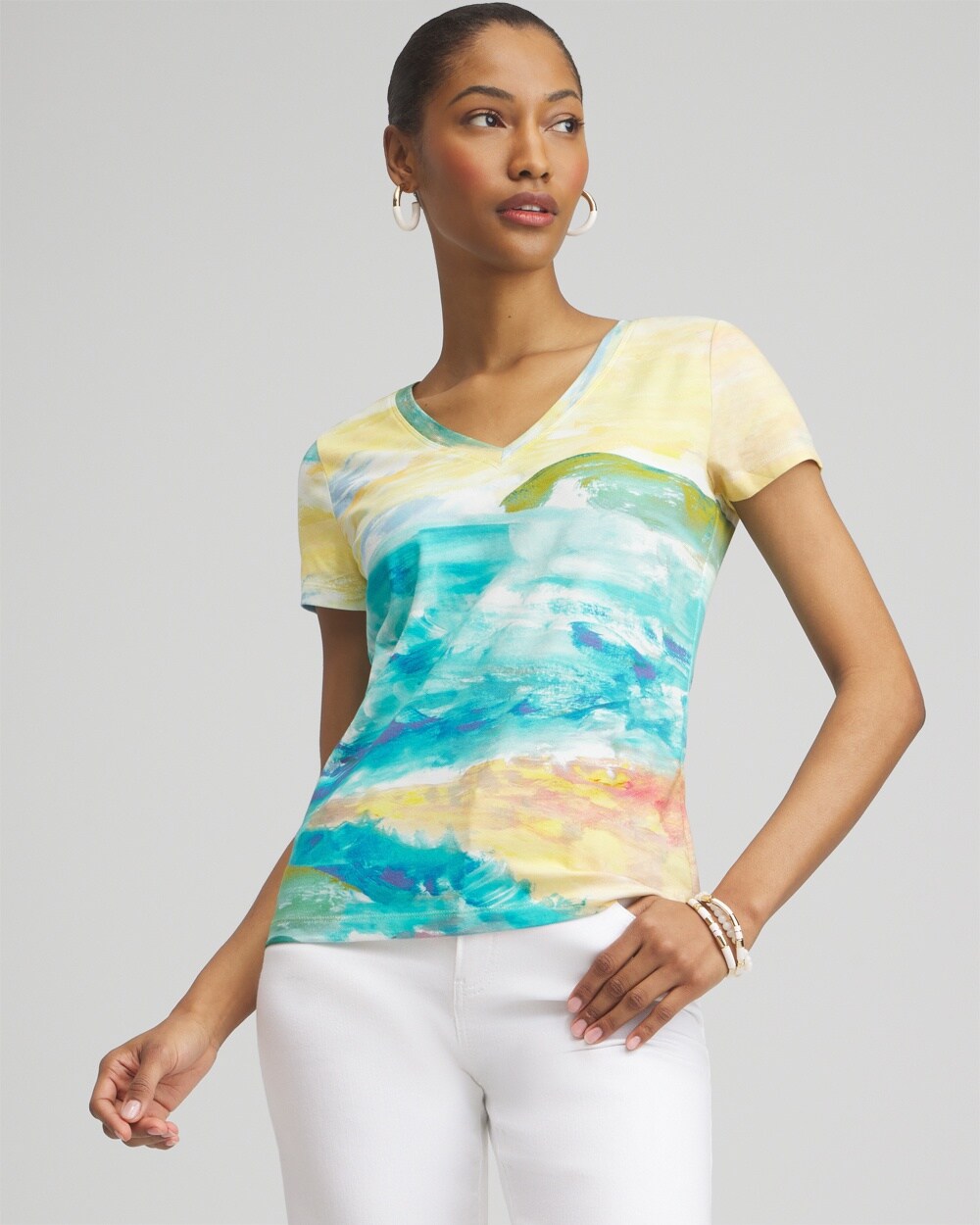 Watercolor V-neck Perfect Tee