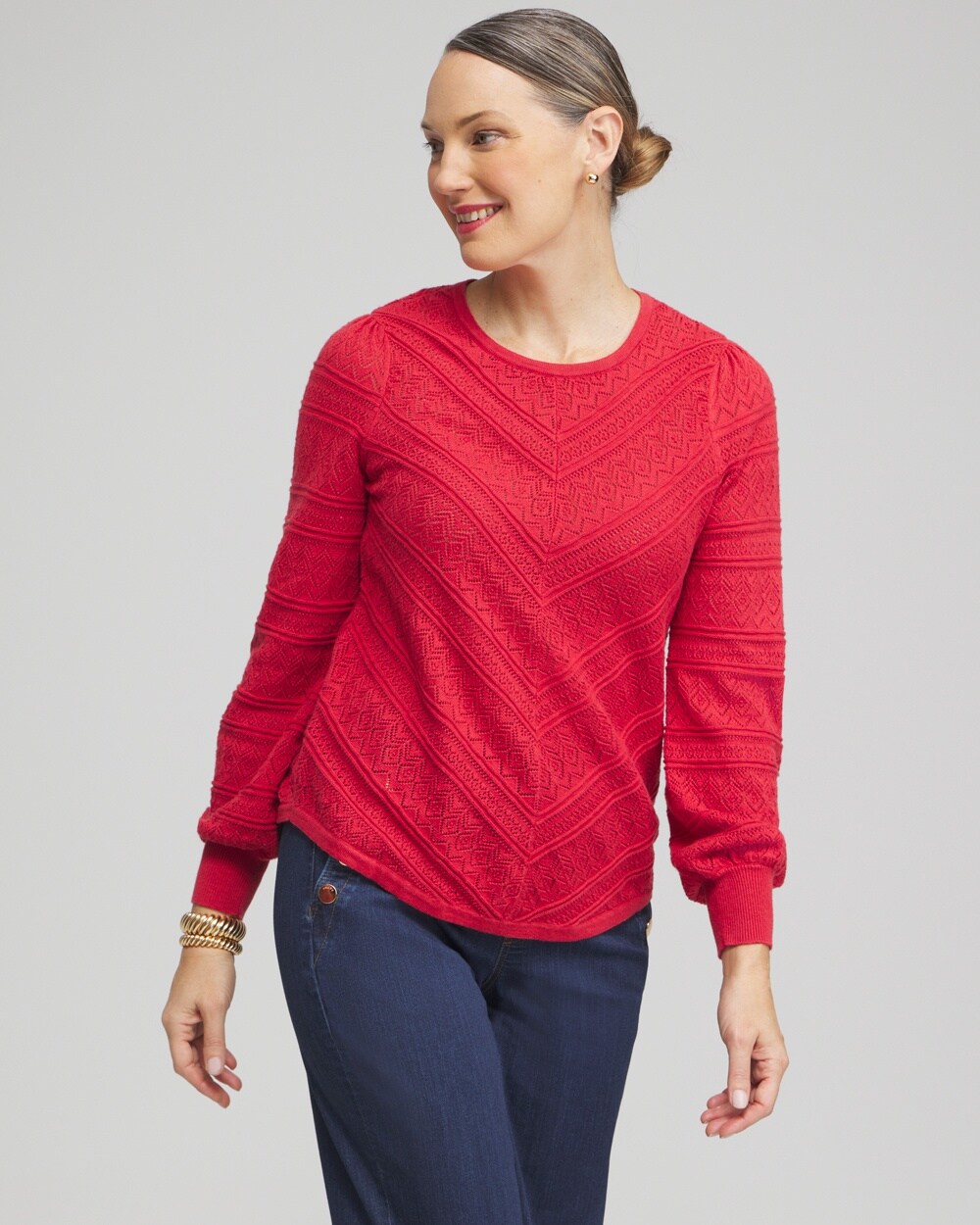 Pointelle Cashmere Blend Pullover