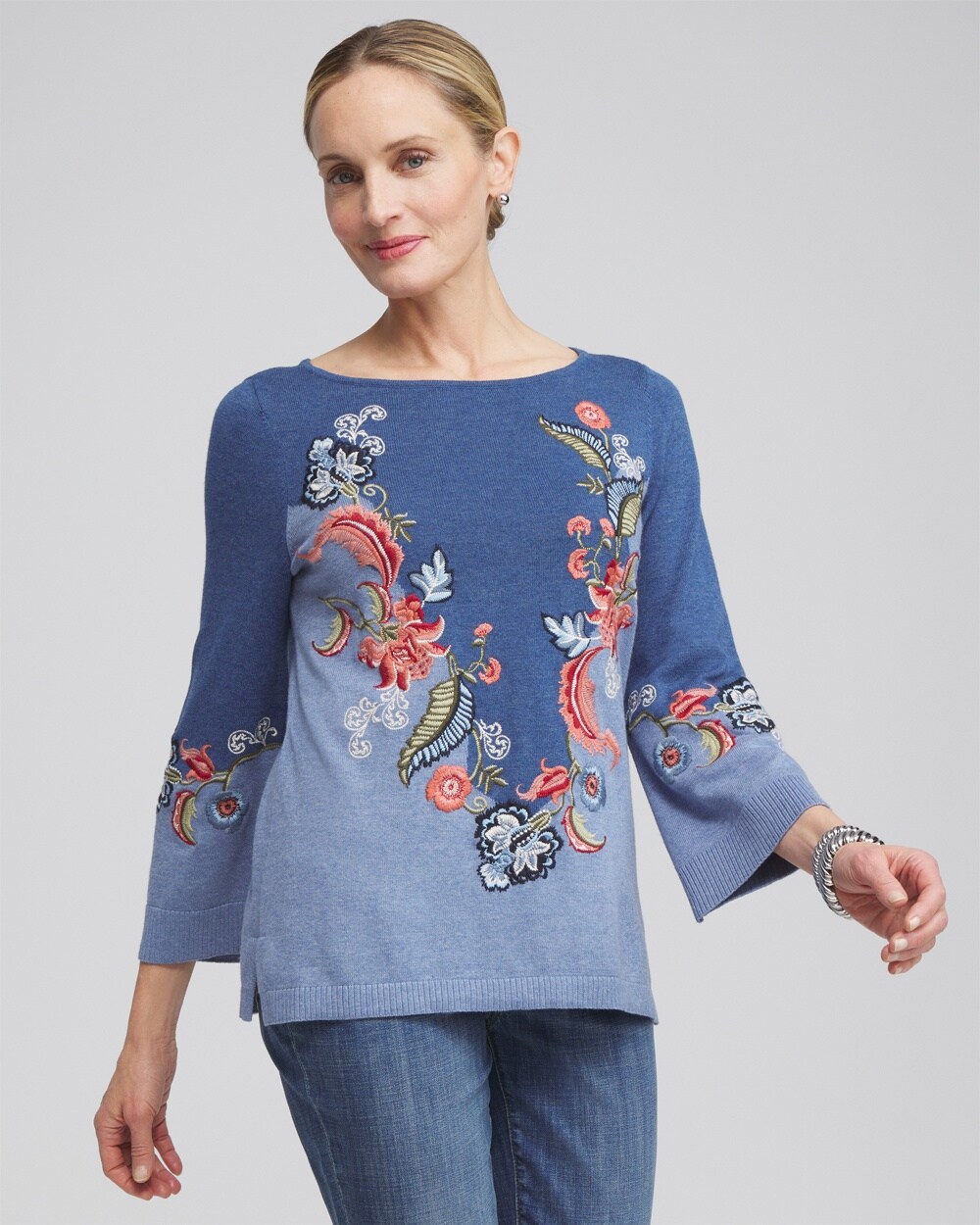 Floral Embroidered Kurta Sweater