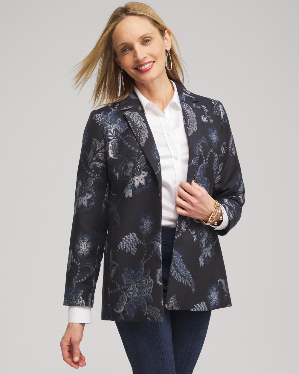 Floral Jacquard Blazer