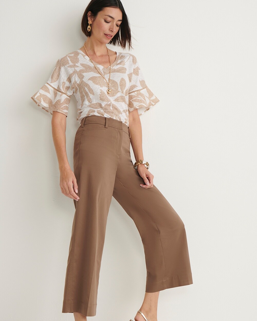 Cotton Sateen Cropped Pants