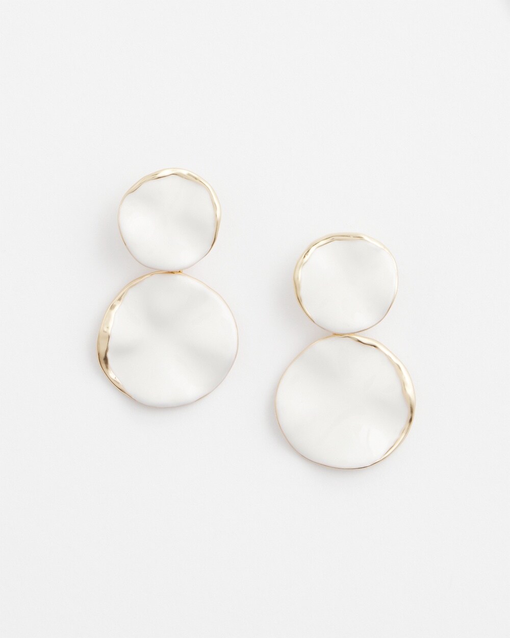 White Round Drop Earrings