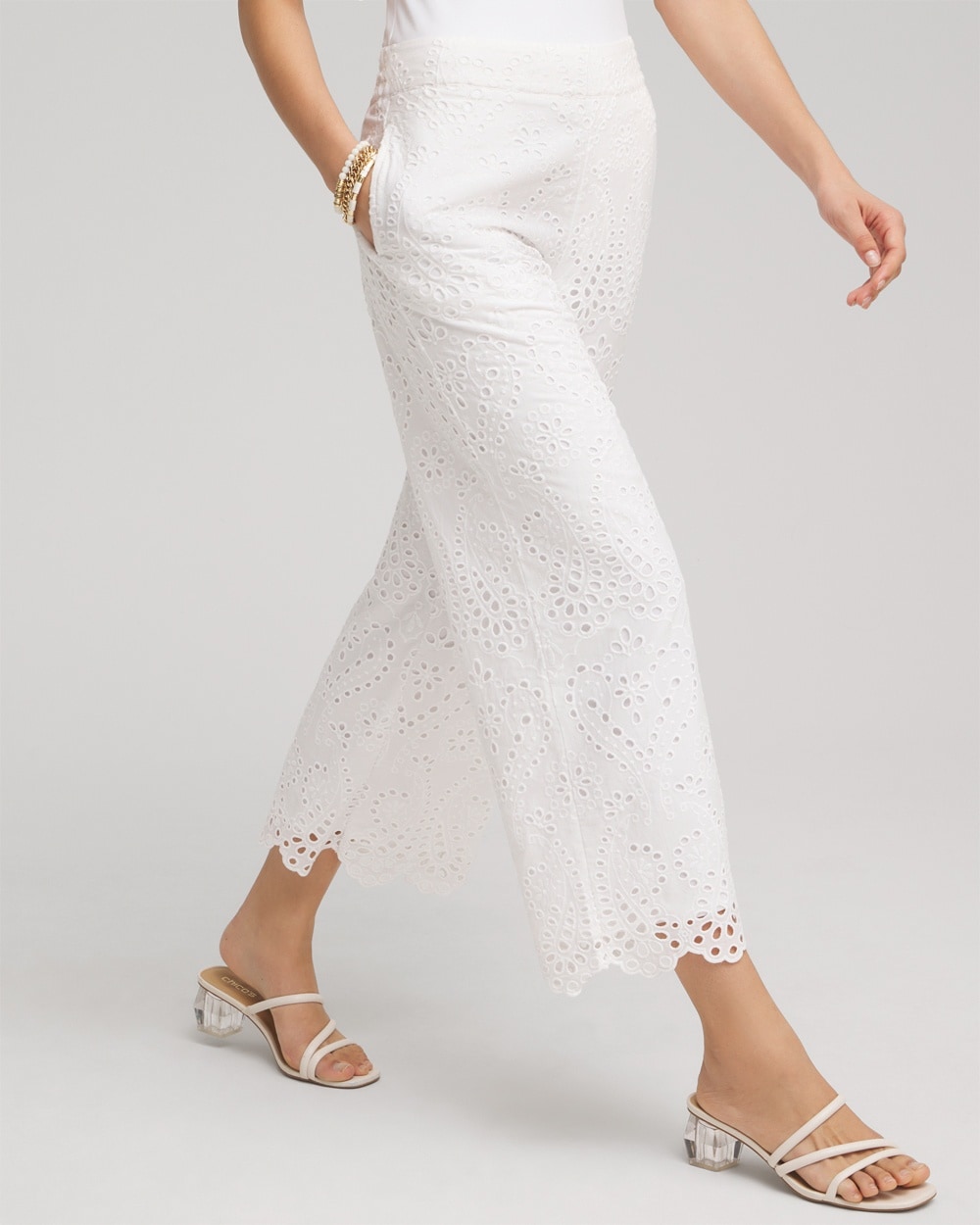 Eyelet Lace Cropped Pants