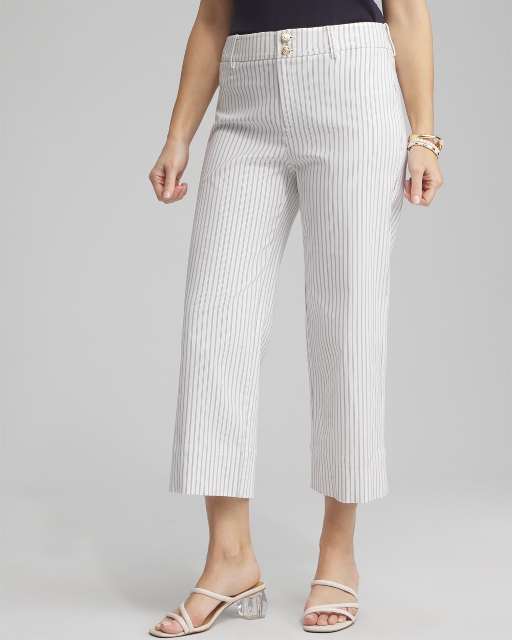 Stripe Trapunto Cropped Pants