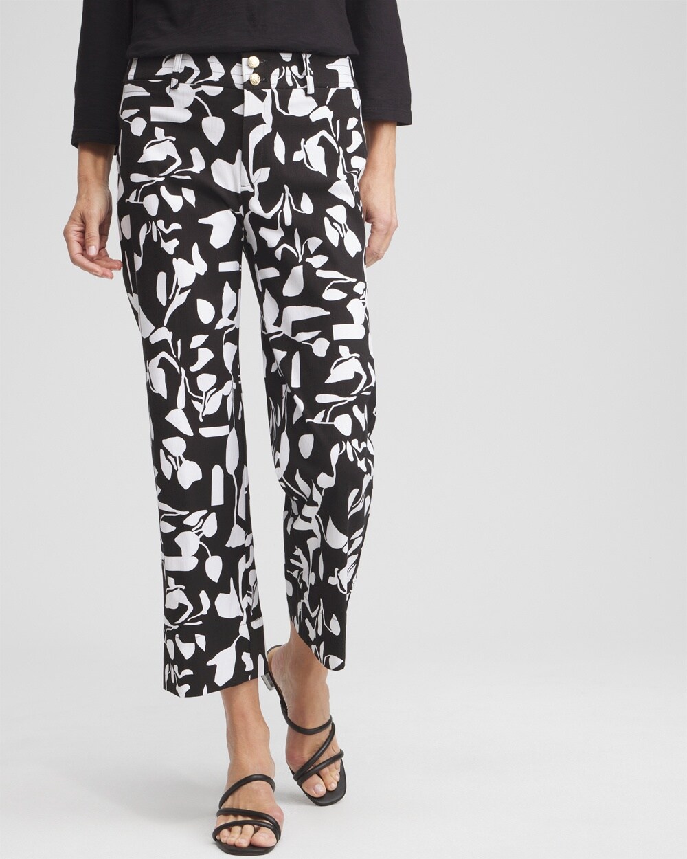 Abstract Print Trapunto Cropped Pants