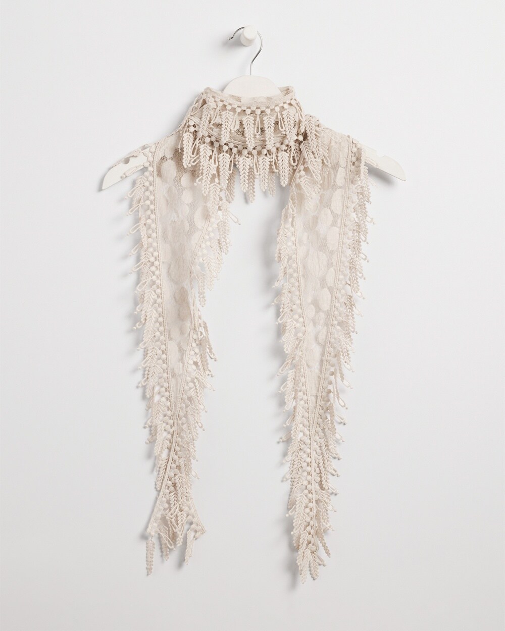 Chico's Lace Fringe Scarf In Light Tan |  In Smokey Taupe