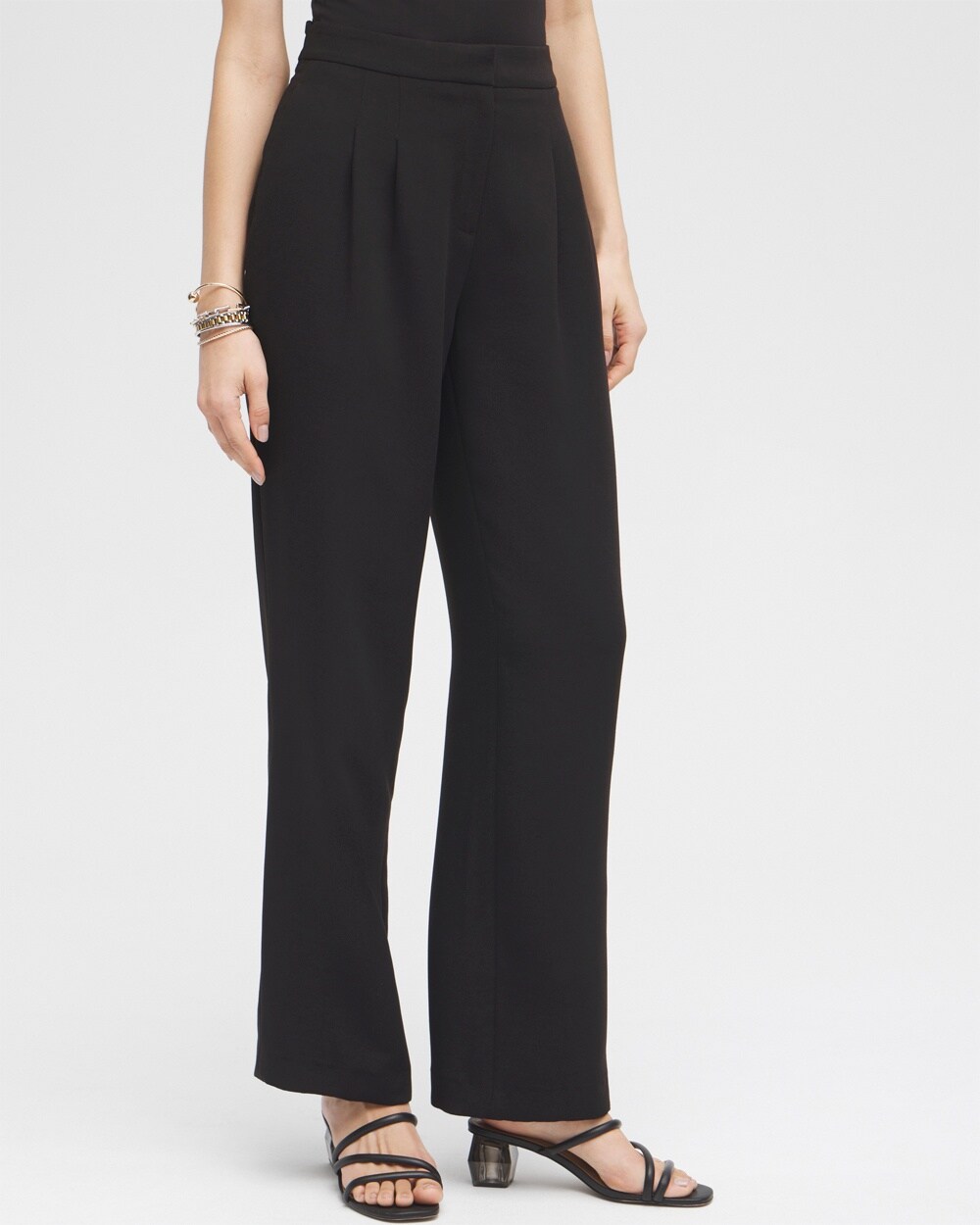 Chico's Pleated Trousers In Black Size 4 |  Black Label