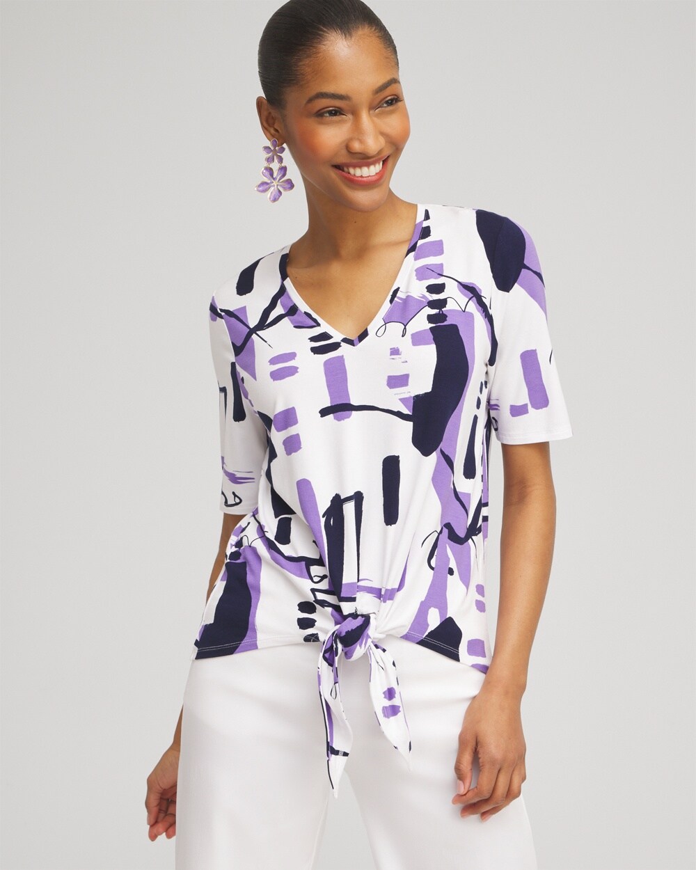Abstract Tie-Front Top