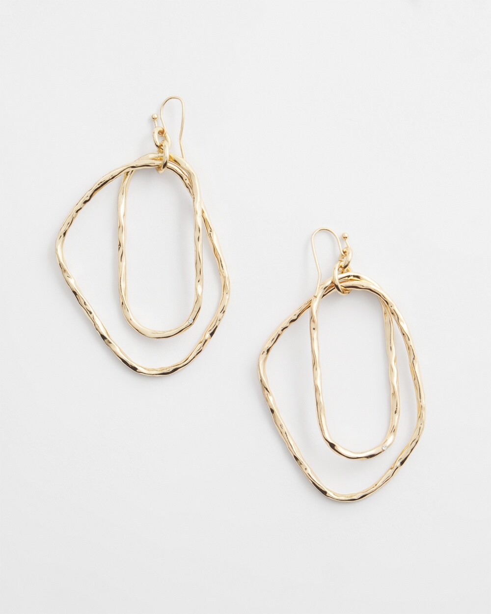 Chico's Gold Tone Textured Drop Earrings |