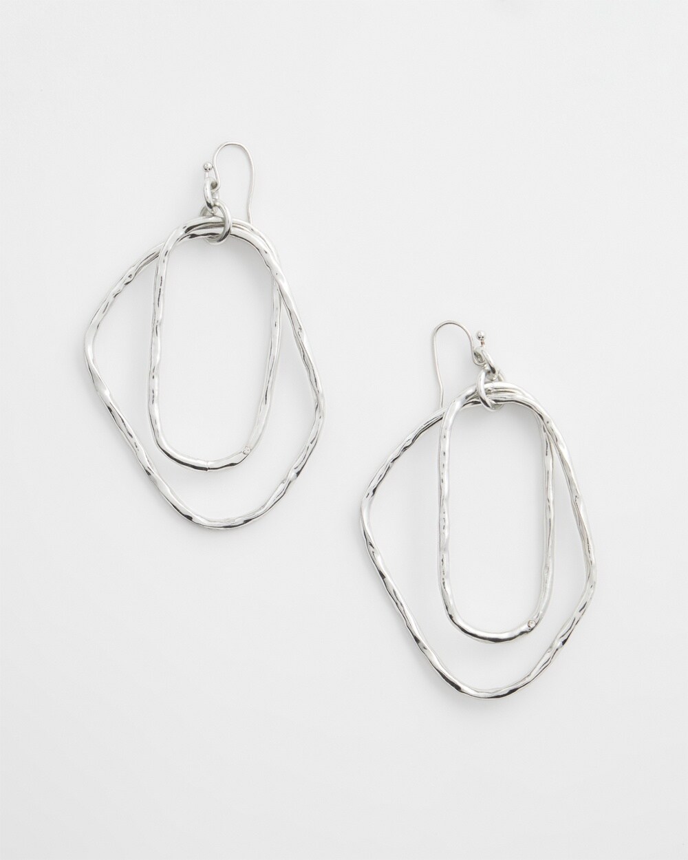 Chico's Silver Tone Textured Drop Earrings |