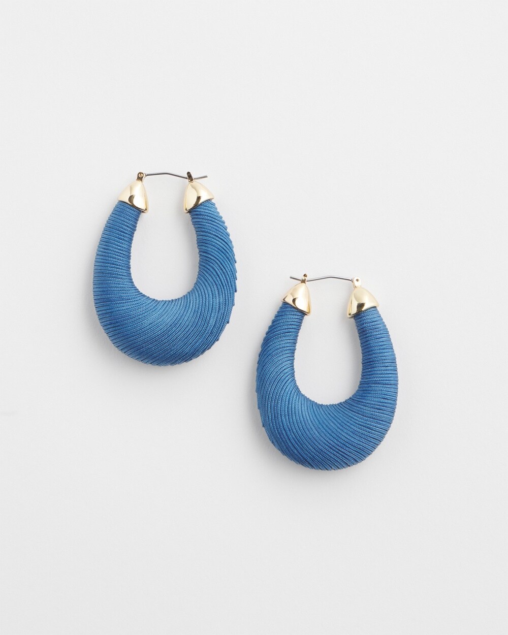 Blue Thread Wrapped Hoops