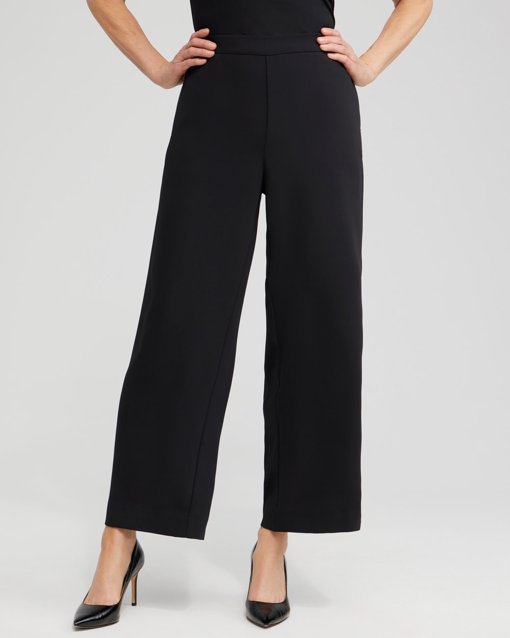 Petite Black High Waisted Straight Leg Pants