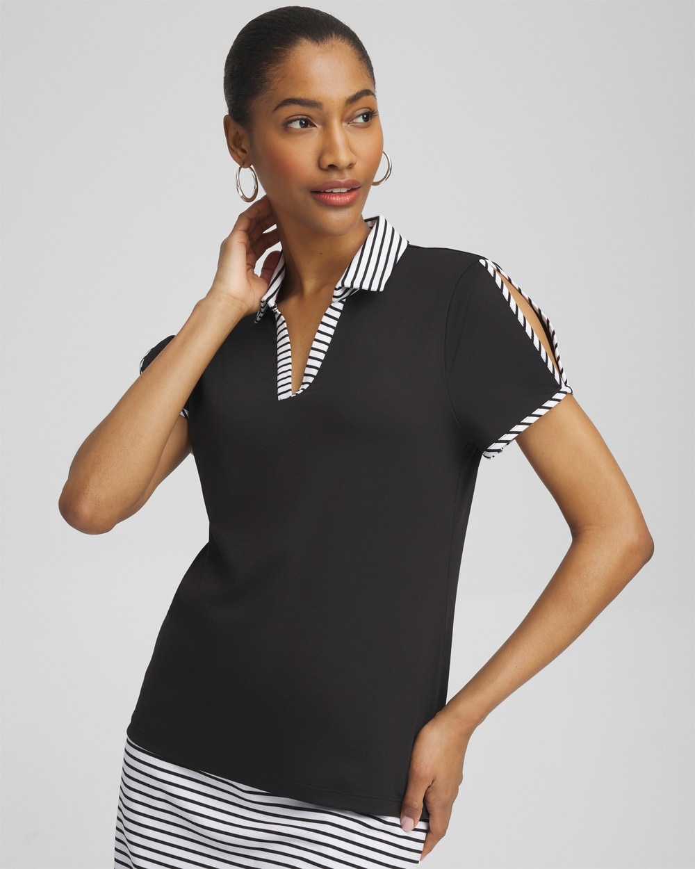 Shop Chico's Upf Sun Protection Knit Cutout Tee In Black Size 0/2 |  Zenergy Activewear