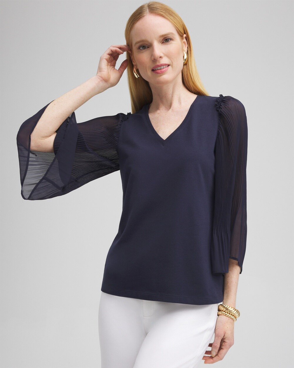 Pleated Billow Sleeve Top