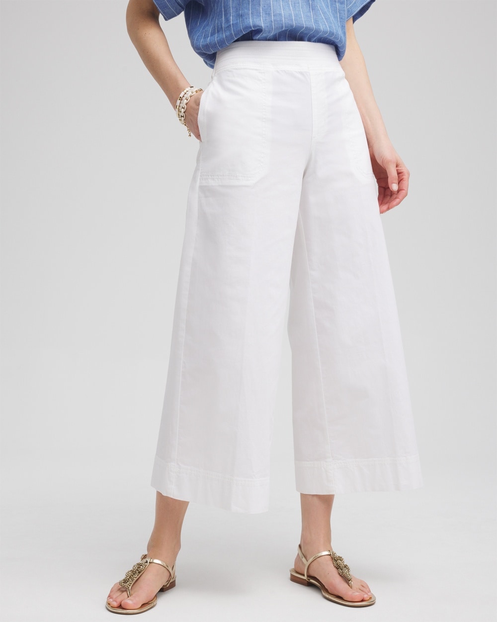 Chico's Poplin Culotte Pants In White Size 0 |