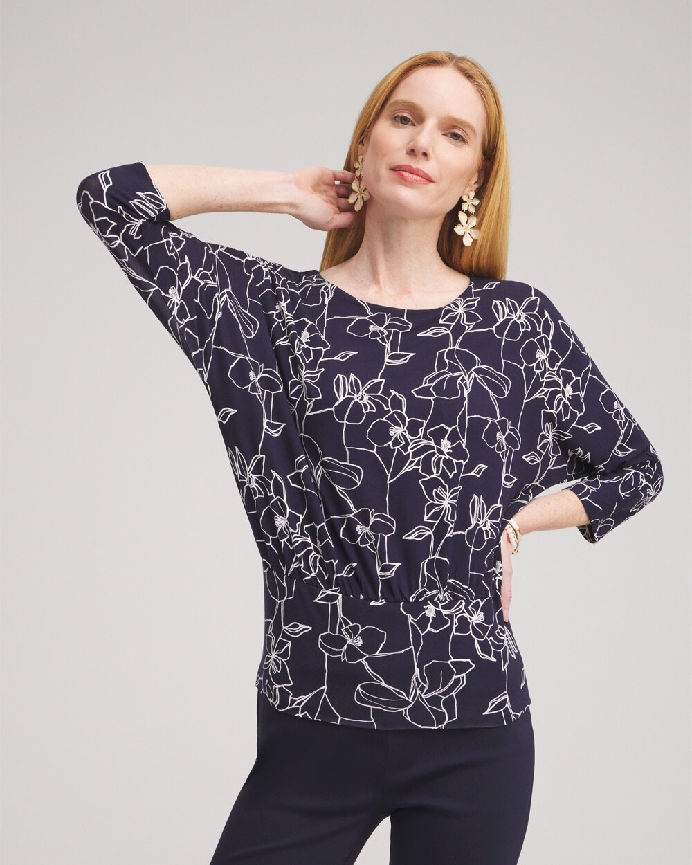 Touch of Cool™ Floral Banded Hem Top