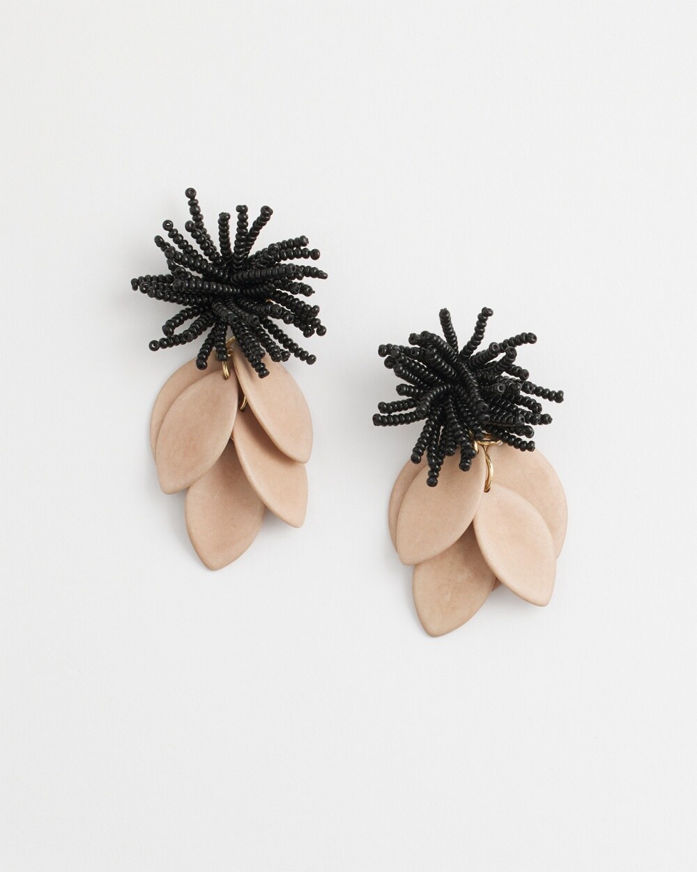 Chico's No Droop Taupe Petal Earrings |  In Black/smokey Taupe