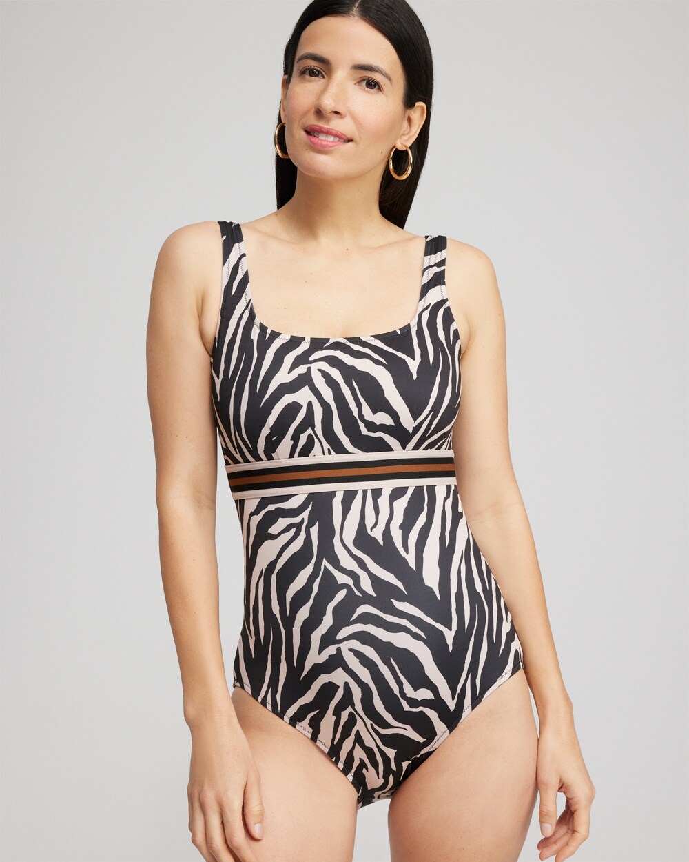 Chico's Gottex Square Neck One Piece Swimsuit In Black Size 8 |