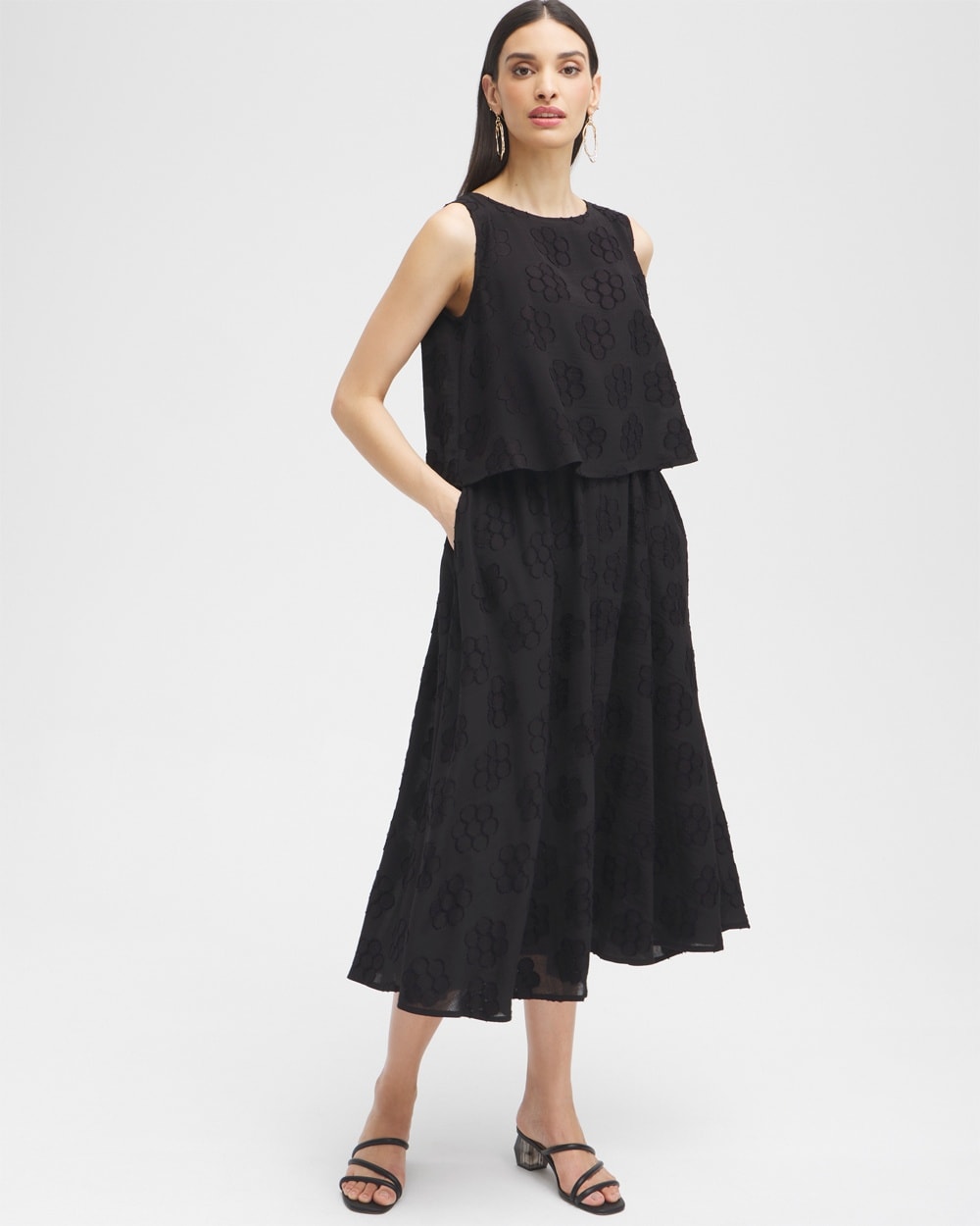 Chico's Layered Popover Dress In Black Size 16 |  Black Label