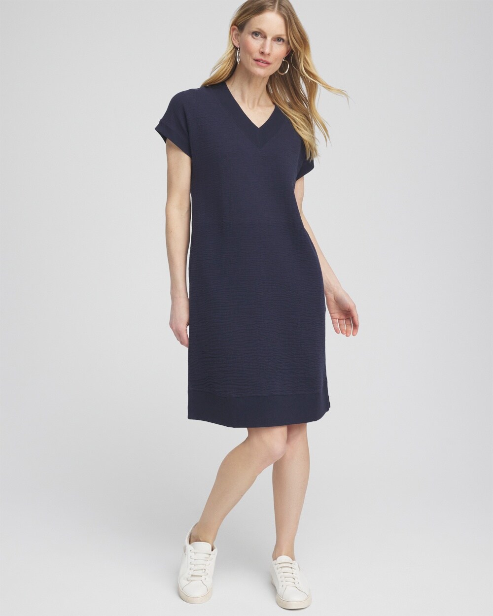Shop Chico's Gauze Dress In Navy Blue Size 0/2 |  Zenergy