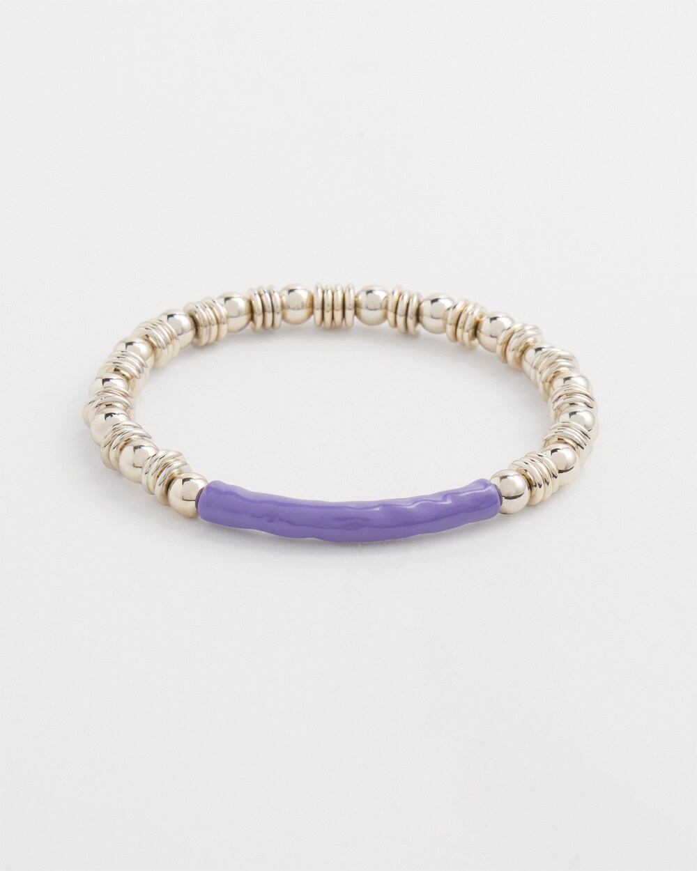 Purple Enamel Bar Stretch Bracelet