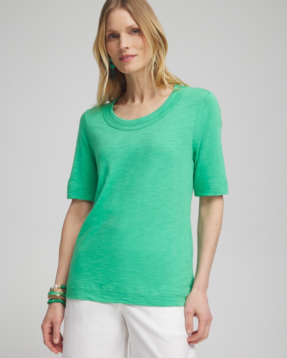 Shop Chico's Scoop Neck Tee In Grassy Green Size 20/22 |