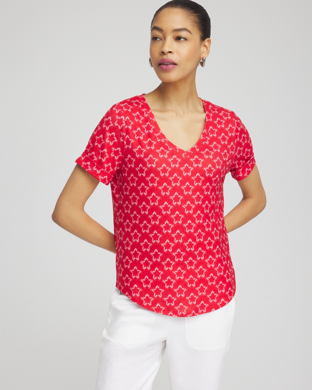 Shop Chico's Star Tee In Madeira Red Size 4/6 |  Zenergy