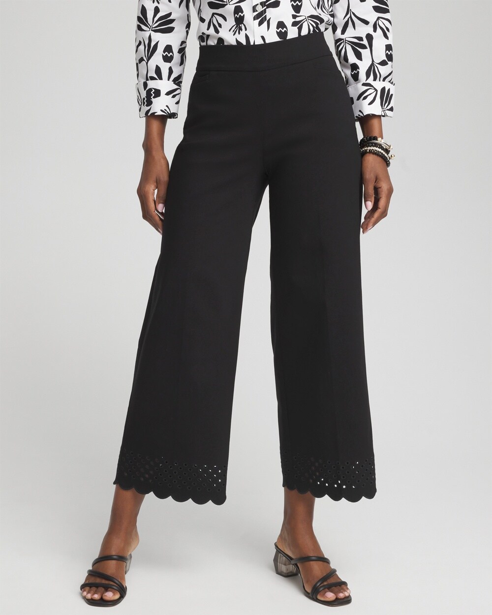 Brigitte Embroidered Wide Leg Cropped Pants