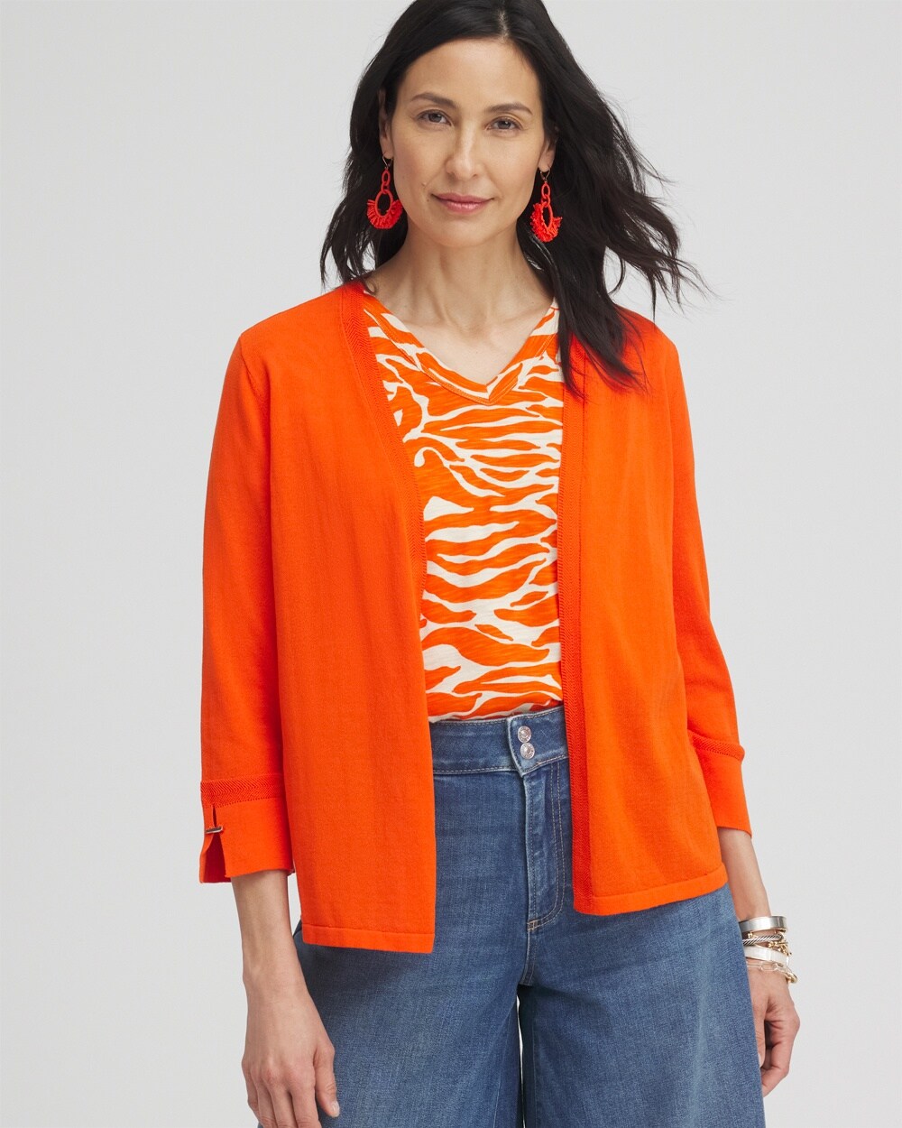 Shop Chico's Summer Romance Short Cardigan Sweater In Valencia Orange Size 0/2 |  In Blood Orange
