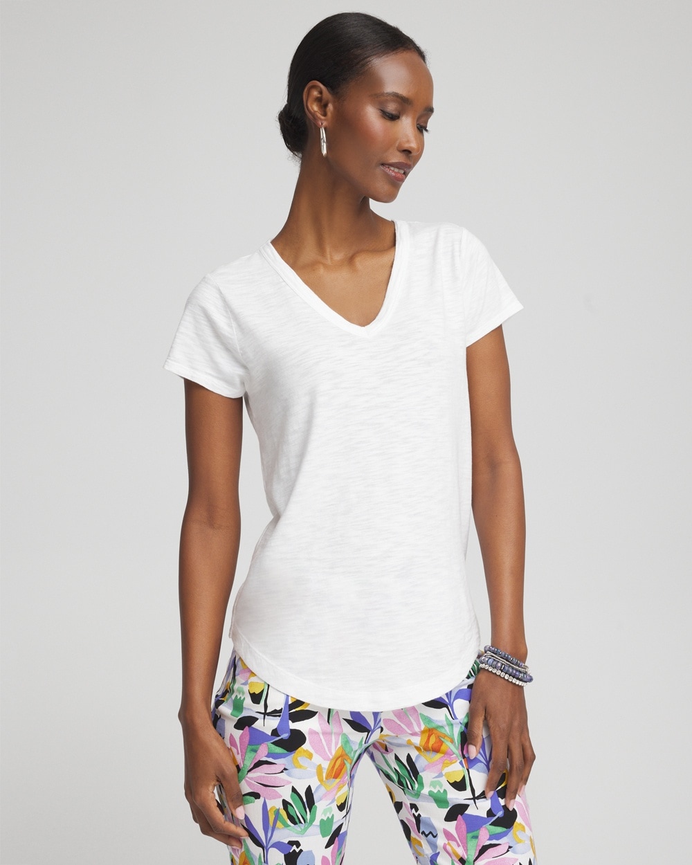 Cap Sleeve V-neck Tee