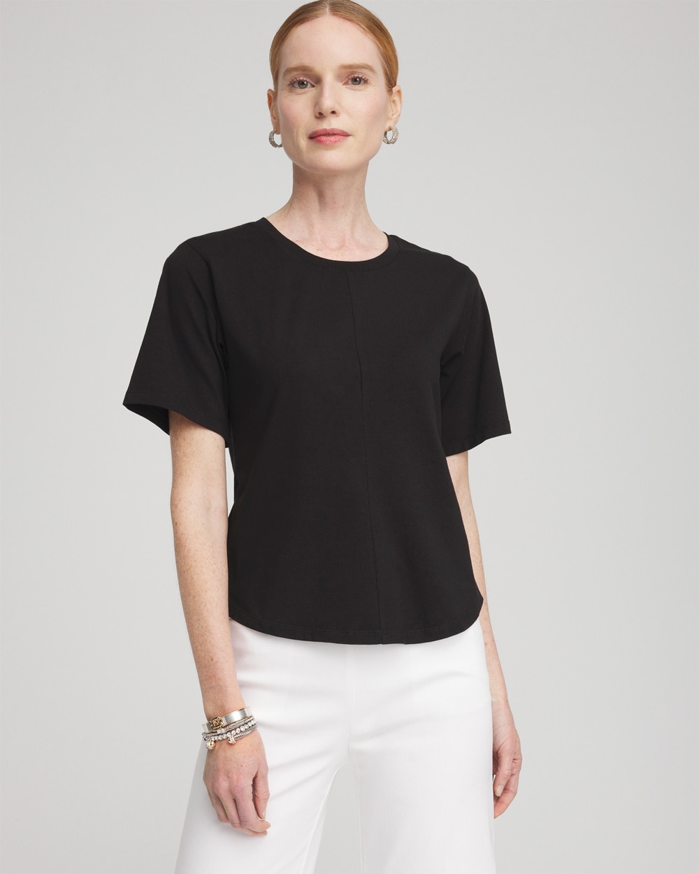 Shop Chico's Modern Fit & Flare Tee In Black Size 16/18 |