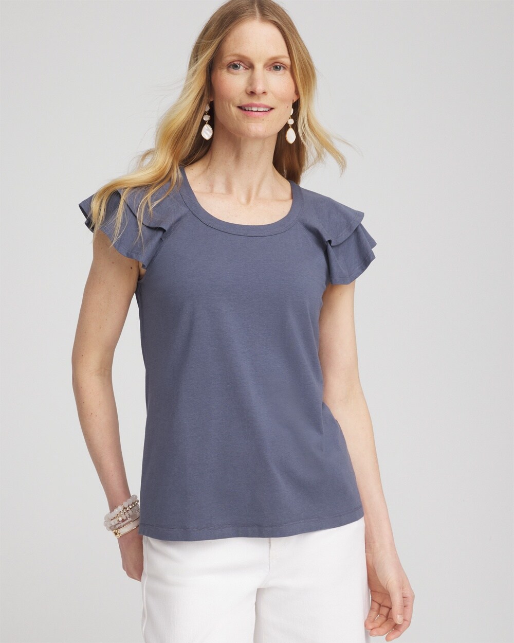 Shop Chico's Layered Cap Sleeve Tee In Soft Slate Size 12/14 |