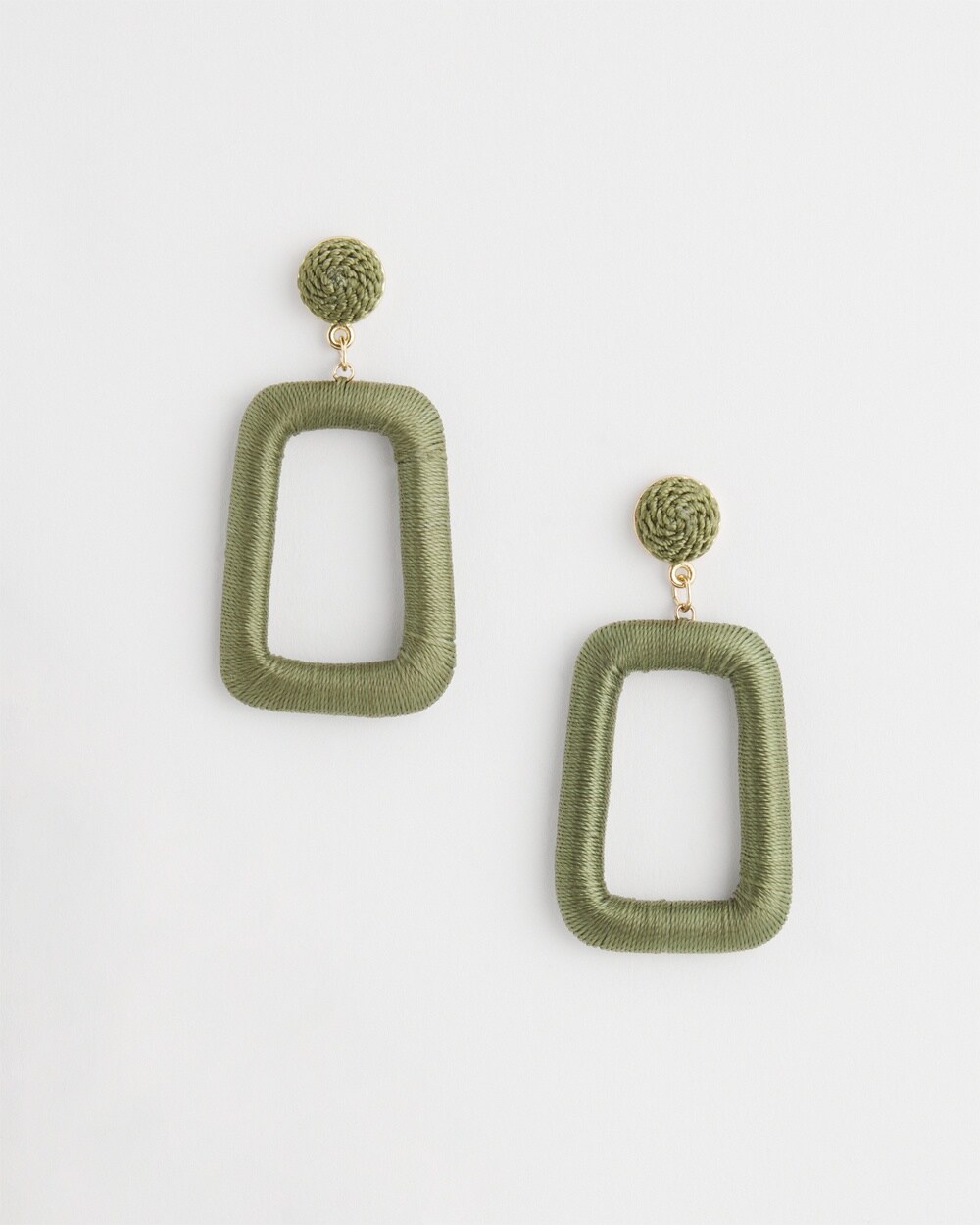 Chico's No Droop Green Square Hoop Earring |