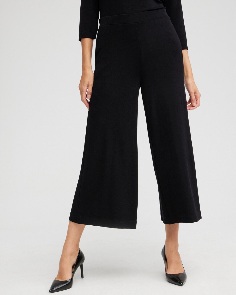 Shop Chico's Wrinkle-free Travelers Culotte Pants In Black Size 4p/6p Petite |  Travel Clothing