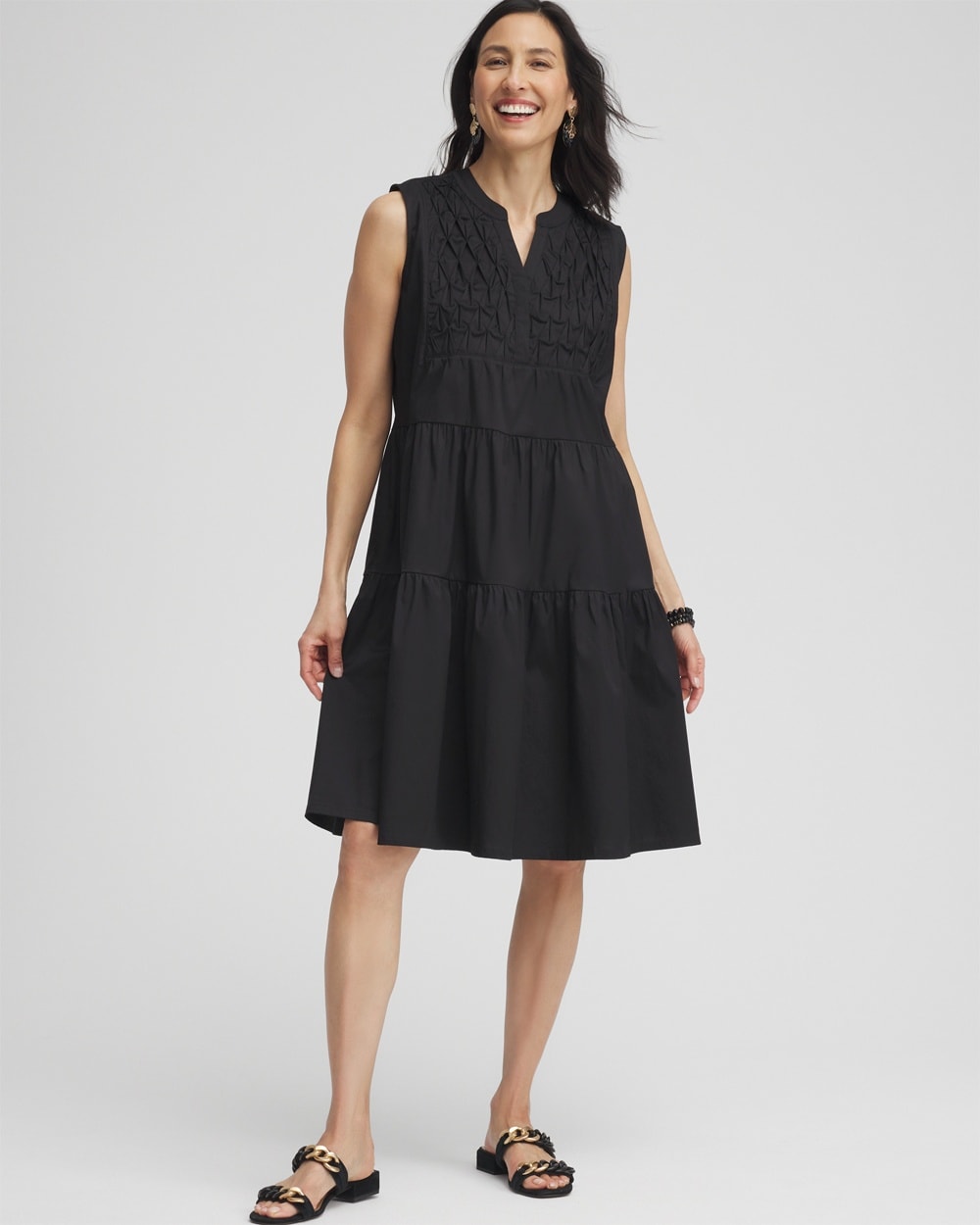 Poplin Smocked Midi Dress