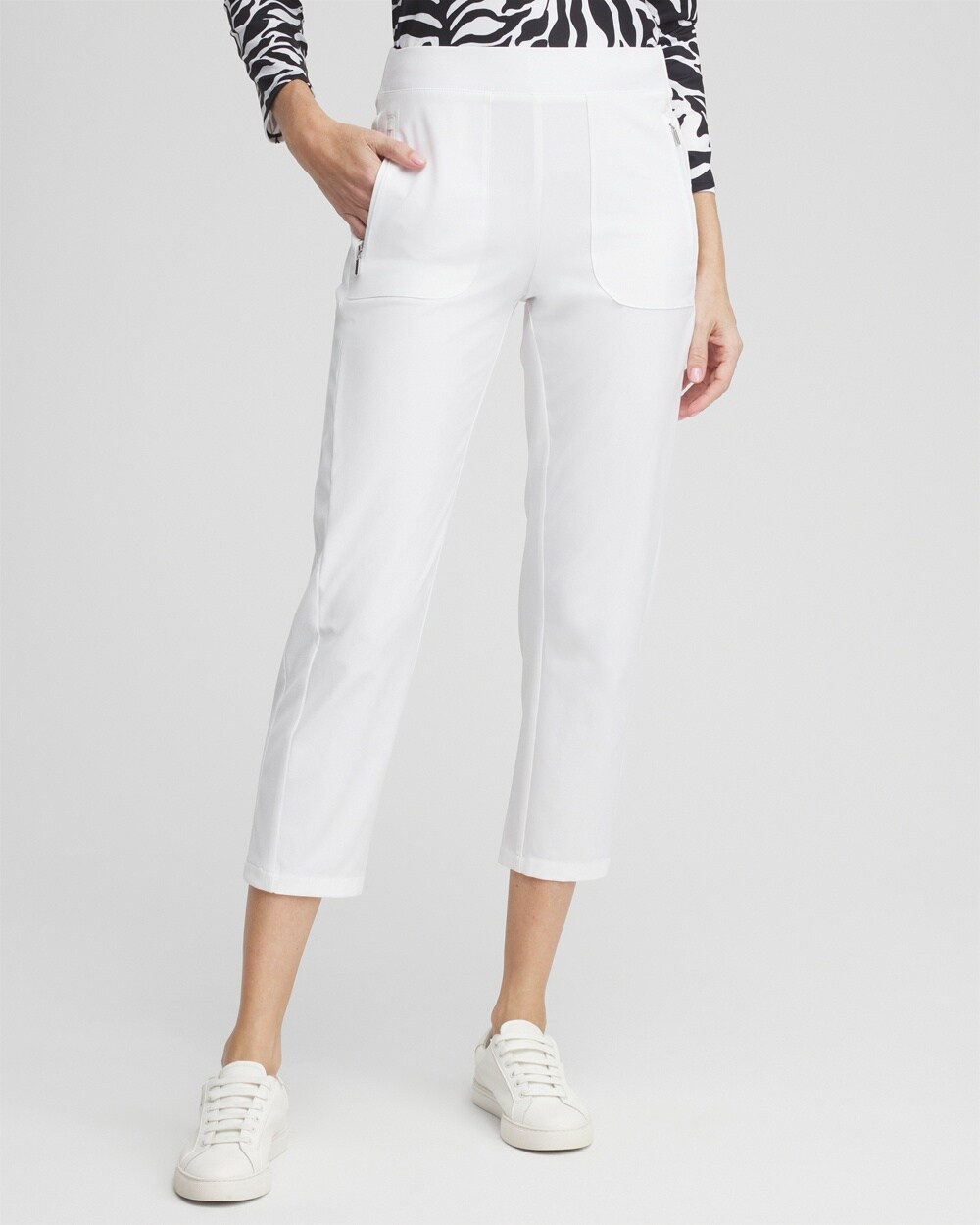 Shop Chico's Upf Sun Protection Rib Mix Cropped Pants In White Size 16/18 |  Zenergy Activewear