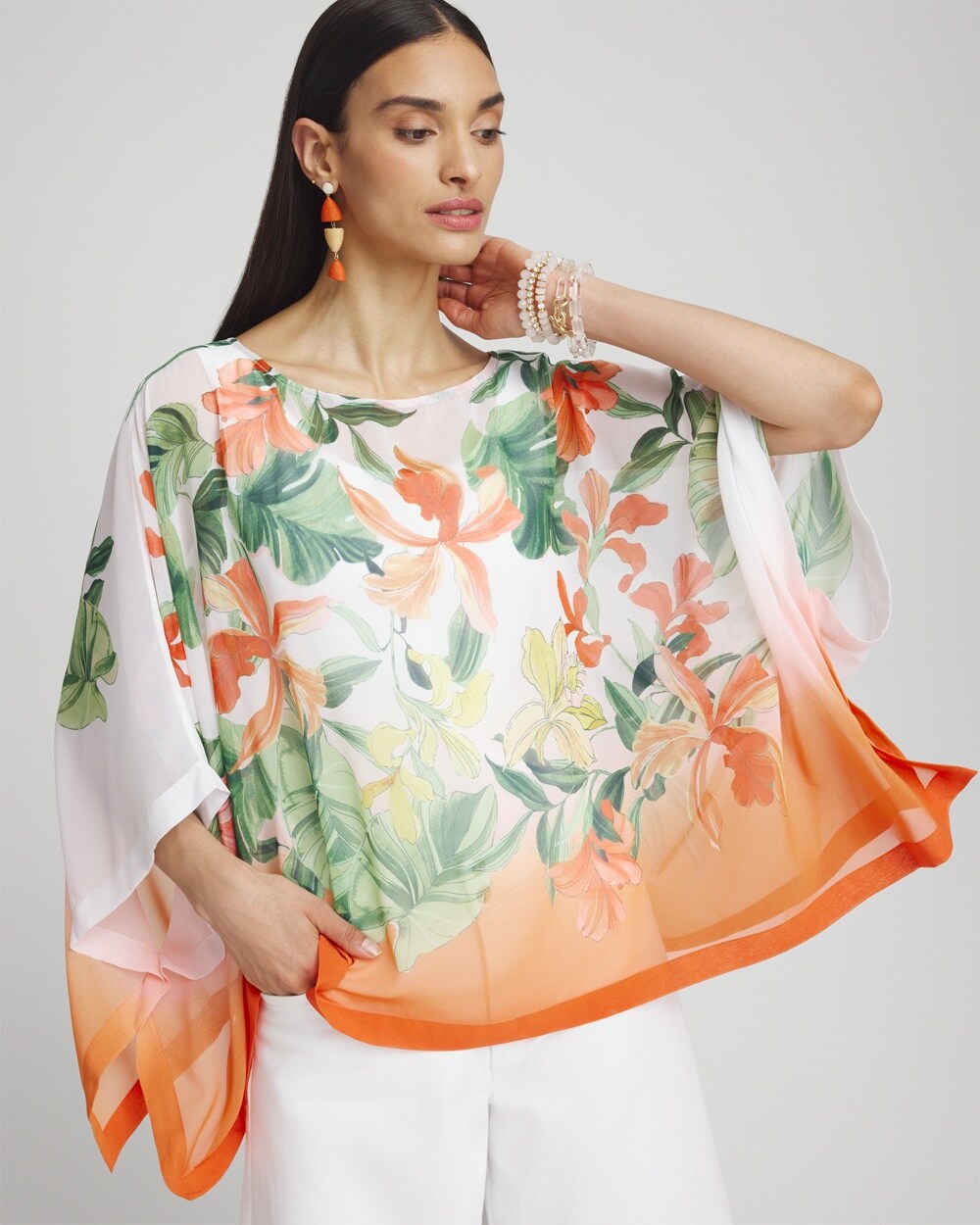 Floral Ombre Poncho