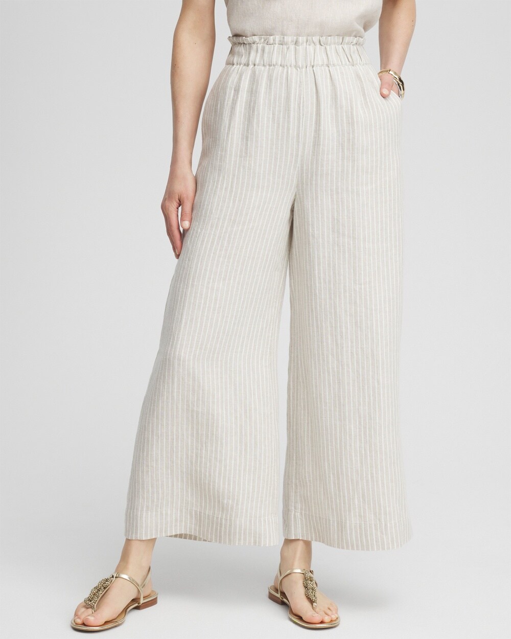 Linen Stripe Culotte Pants