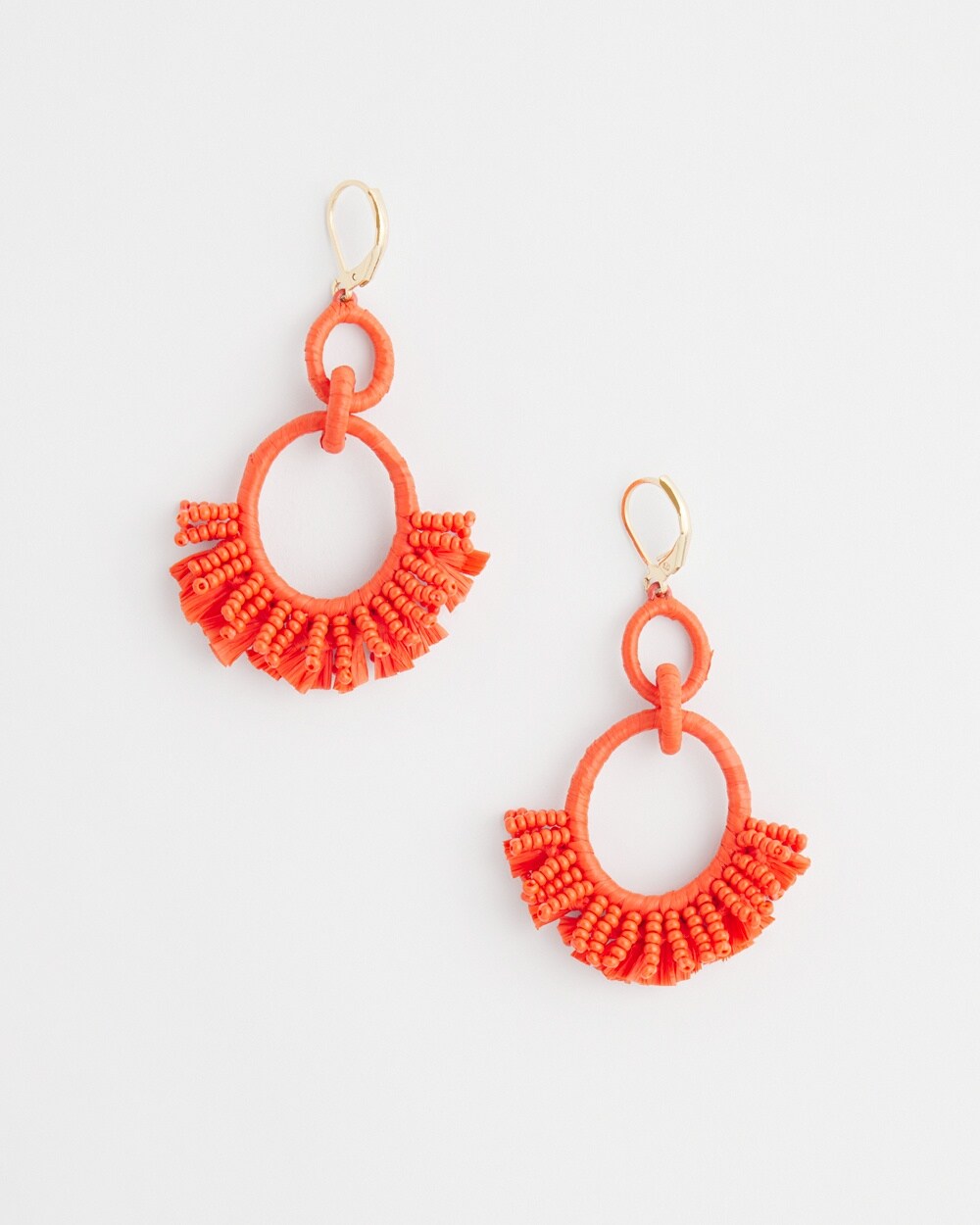 No Droop&#8482; Orange Raffia Wrap Earrings