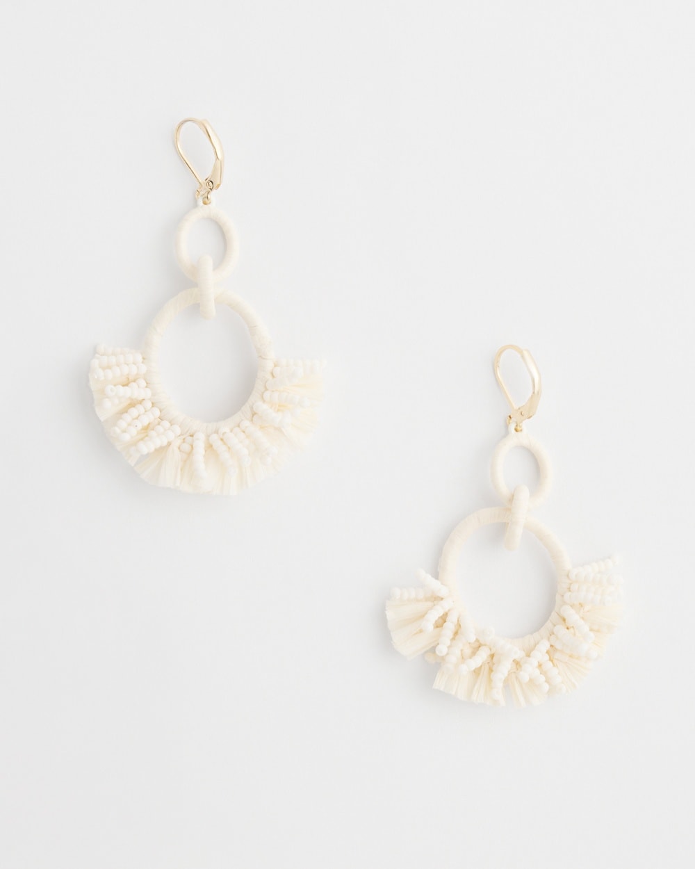 No Droop&#8482; White Raffia Wrap Earrings