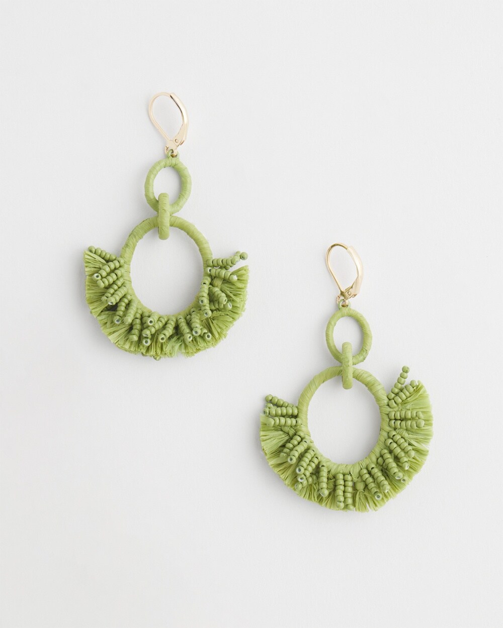 No Droop&#8482; Green Raffia Wrap Earrings
