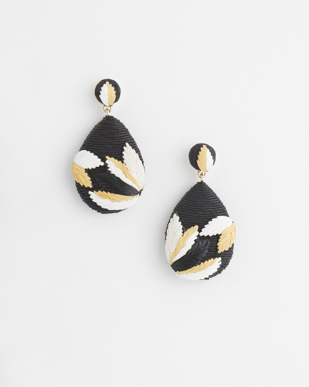 Embroidered Raffia Earrings