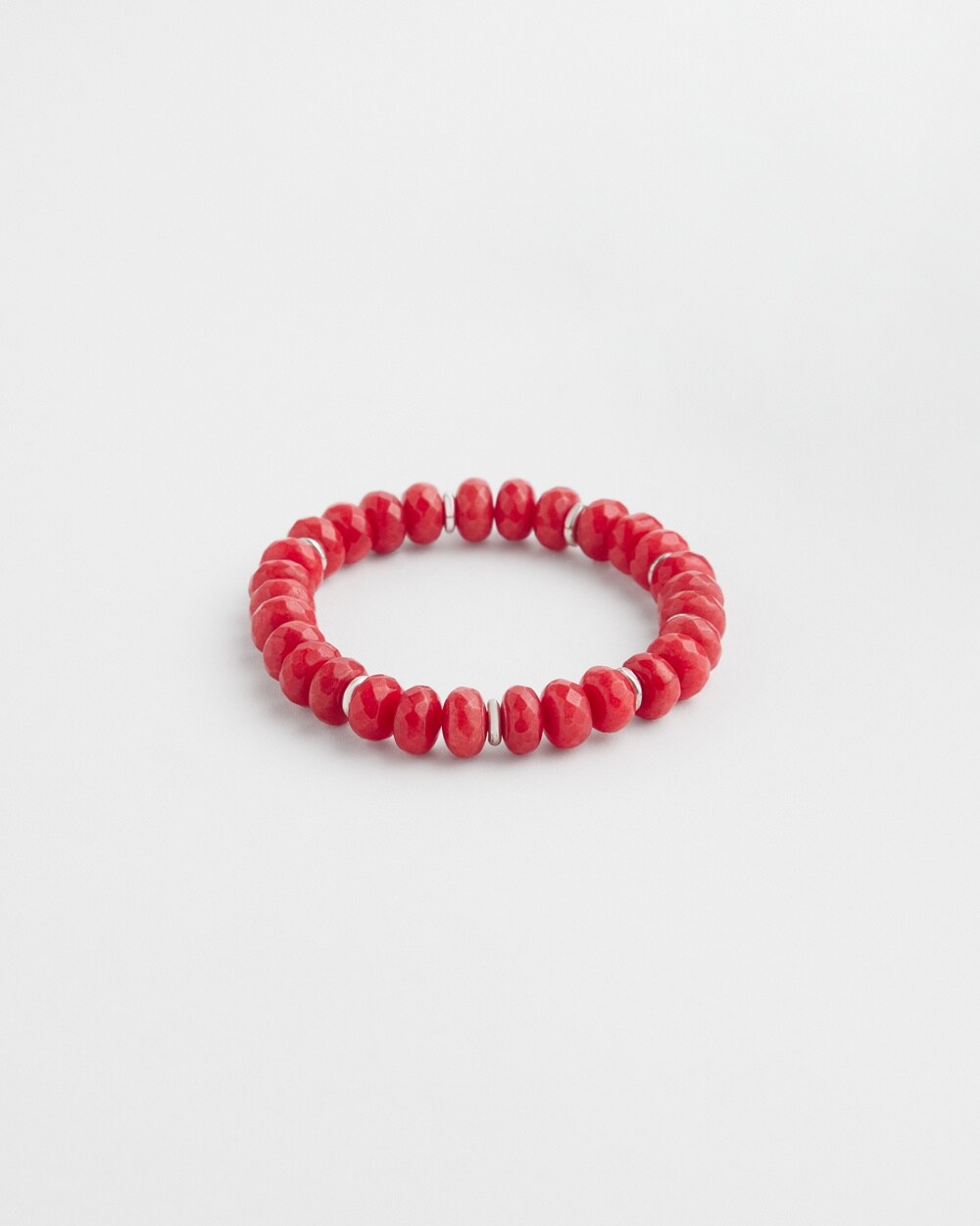 Chico's Jade & Mother Of Pearl Stretch Bracelet |  In Red