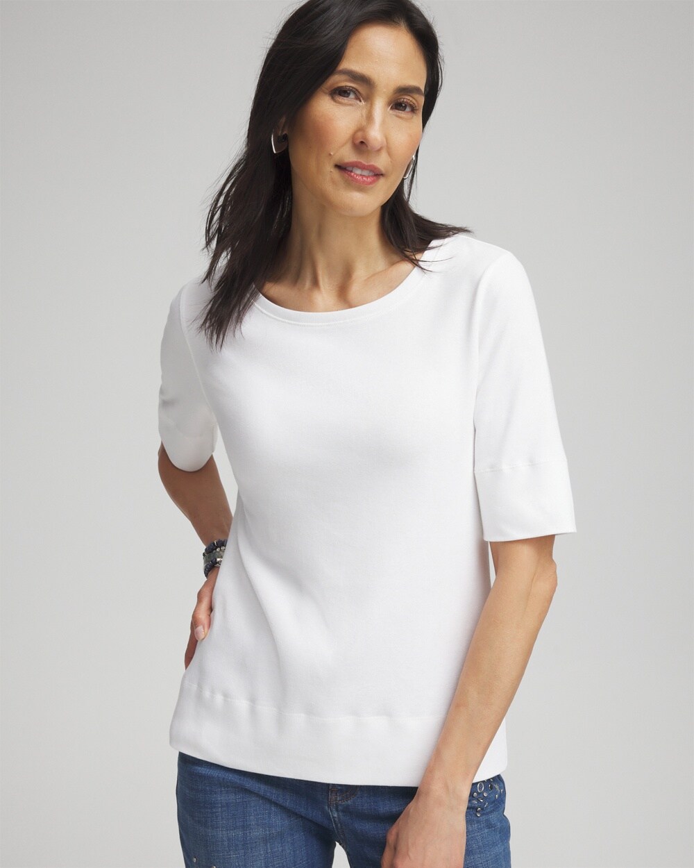 Shop Chico's Jewel Neck Tee In White Size 12/14 |