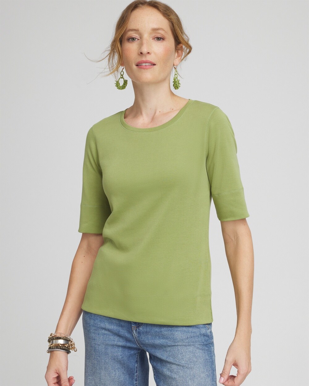 Chico's Jewel Neck Tee In Spanish Moss Size Xxl |  In Green