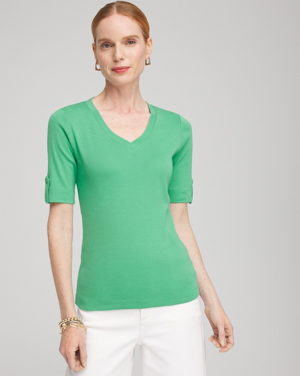 Shop Chico's Everyday V-neck Tee In Grassy Green Size 16/18 |