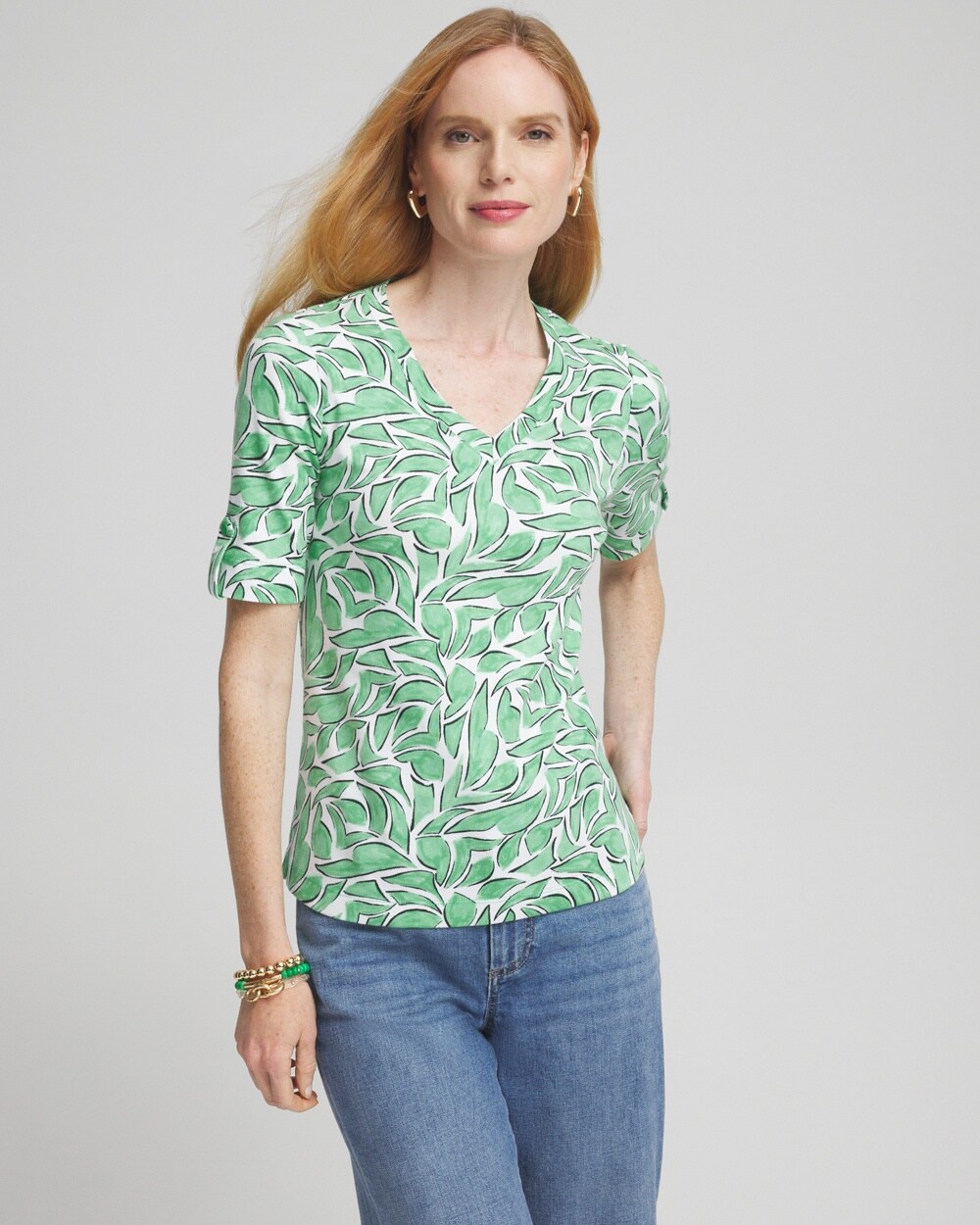 Chico's Modern Everyday V-neck T-shirt In Grassy Green Size Xxl |