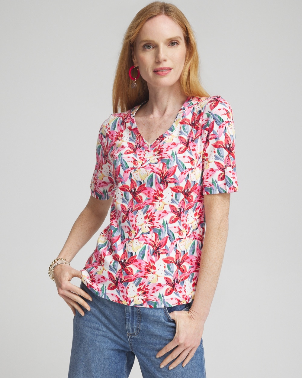 Floral Everyday V-neck Tee